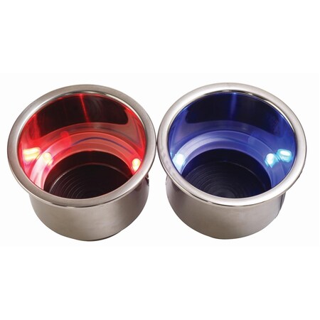 Sea-Dog 588071-1 LED Flush Mount Combo Drink Holder with Drain Fitting, Red 3004.6396
